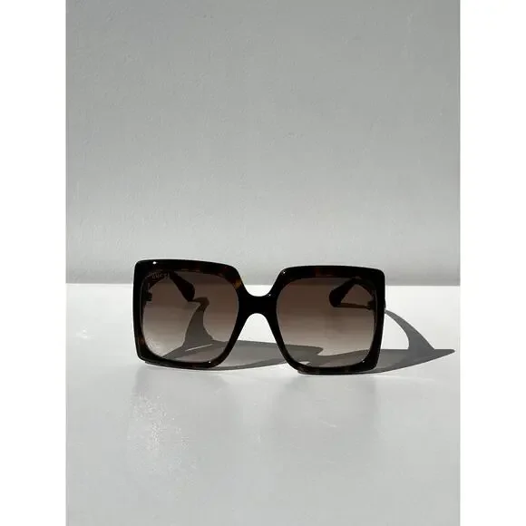 NEW Gucci GG0876S Havana Brown Square Oversized Sunglasses - Picture 6 of 8